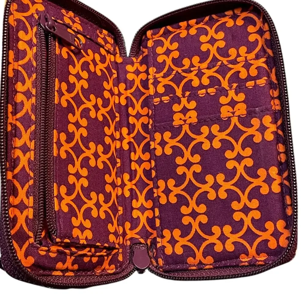 Vera Bradley Safari Sunset Zip ID Wristlet Purse Quilted Fabric Purple Retired